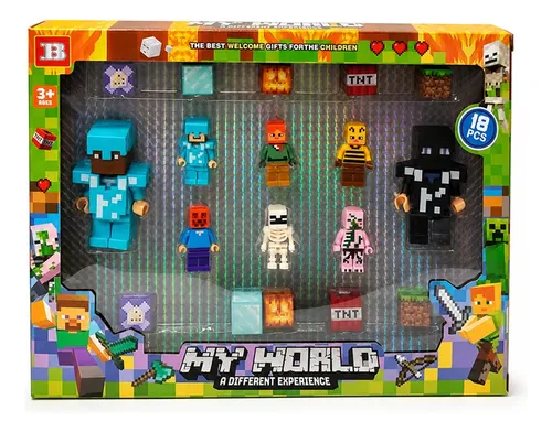 Figuras Muñecos Magneticos My World Tipo Minecraft 18 Piezas