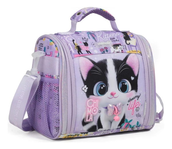 Lunchera Térmica Chimola Cat Gatito Lila Escolar