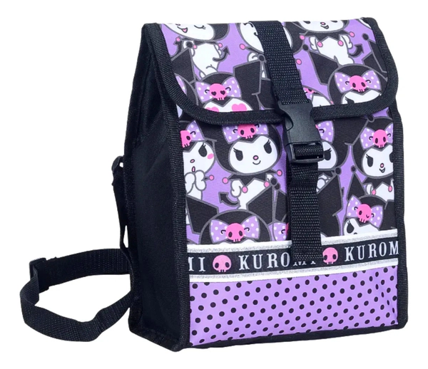 Lunchera Térmica Kuromi Escolar Ajustable Caritas Wabro Negro