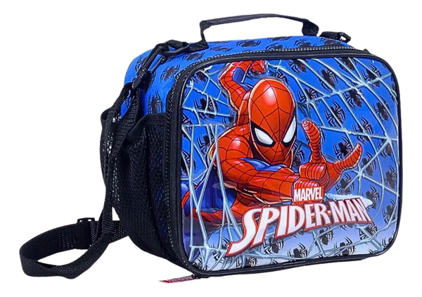Lunchera Spiderman Arañas Escolar Térmica Infantil Azul Spiderman Arañas