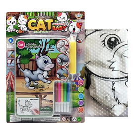 Inflable Gatito Para Colorear Con Fibras 25cm Niños