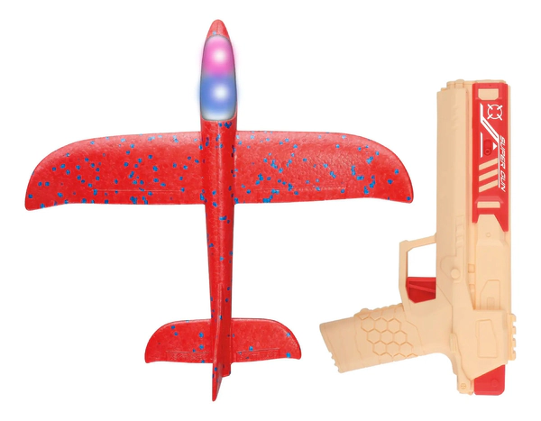 Pistola Fly Shoot Con Lanzador De Avion Luminoso Resistente Rojo9