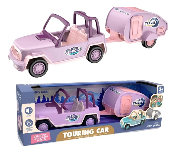 Auto Jeep Camper Lila Nena Con Trailer Y Sonido