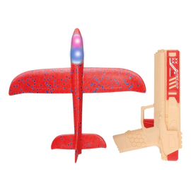 Pistola Fly Shoot Con Lanzador De Avion Luminoso Resistente Rojo9