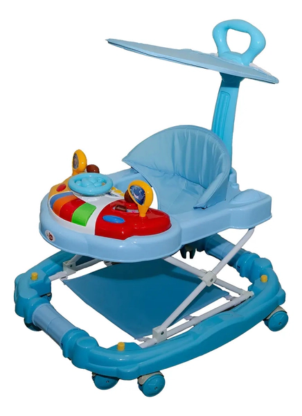 Andador Mecedor Bebe Con Manija, Capota Y Juegos Didácticos Gugga CELESTE