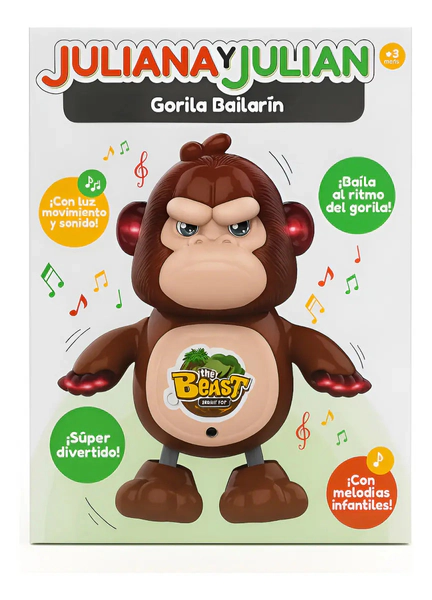 Juliana Y Julián Gorila Bailarín Divertido Con Luz Y Sonido