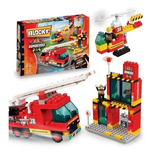 Bloques Para Armar Blocky Bomberos 160 Piezas Dimare