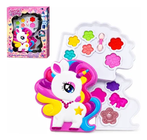 Set Maquillaje Infantil Pony Unicornio Paleta Y Accesorios
