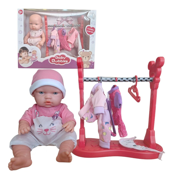 Muñeca Baby Bubbles Con Perchero Y Ropa Accesorios Bebote