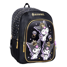 Mochila Escolar Kuromi Diamantes 17 Pulgadas Espalda Wabro Negro Geométrico