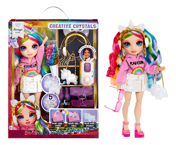 Muñeca Rainbow Creative Crystals Crea Accesorios Con Resina