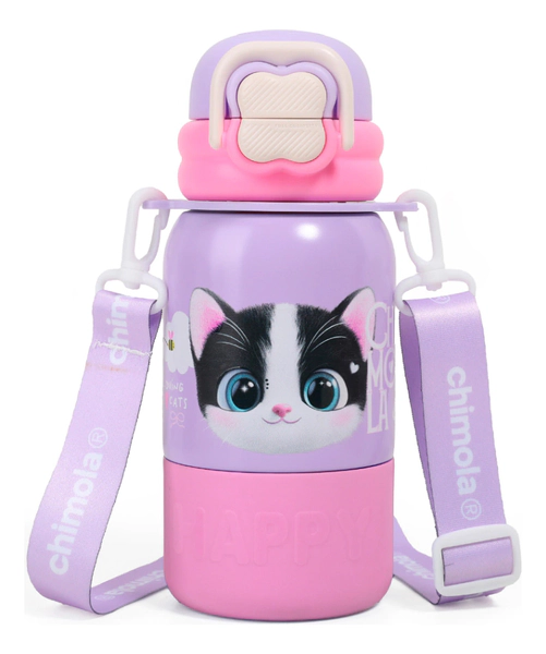Botella Térmica Chimola Con Correa Cat Gatito Frío Calor