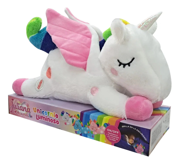 Unicornio De Peluche Luminoso Con Alas Luz De Noche Juliana