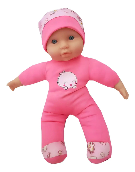 Muñeca Bebe Soft Chico Cabeza De Goma Rosa Elefante Dumbo