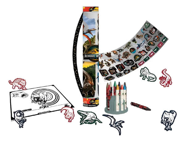 Mega Tubo Set Arte Jurassic World Creativo Portatil Nenes
