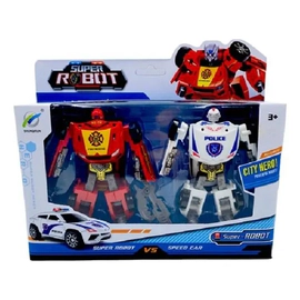 Transformers Robot Policia Y Robot Bombero 2 En 1