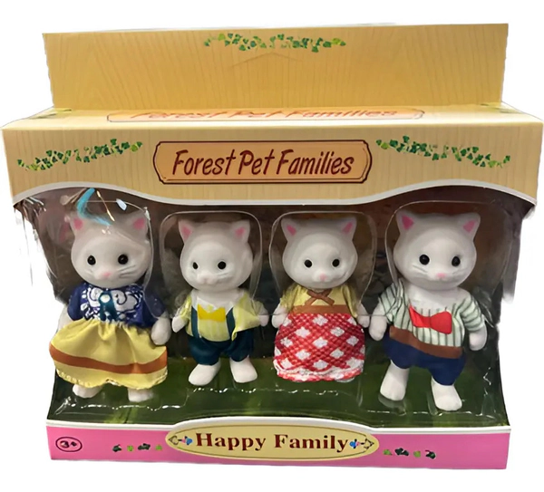 Muñecos X4 Animales Forest Pets Familia Gato