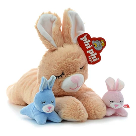 Peluche Mamá Conejo Con 2 Hijos Suave 38cm Phi Phi Toys