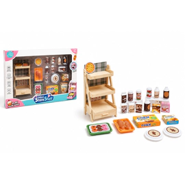Mini Store Shelf Góndola Simil Madera 21 Piezas