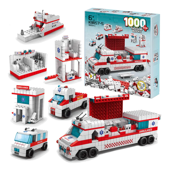 Set Bloques Ambulancia Para Armar 1000 Piezas 6 En 1