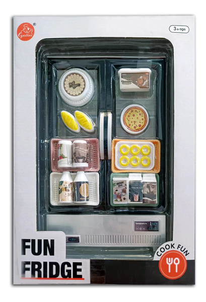 Heladera Juguete Fun Fridge Con Alimentos Y Accesorios Gris