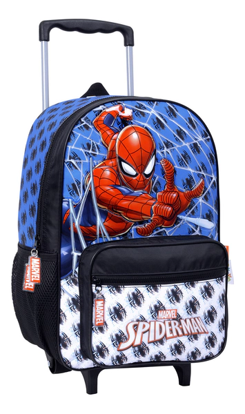 Mochila Escolar Carro 16 Pulgadas Spiderman Arañas Wabro Azul Geométrico
