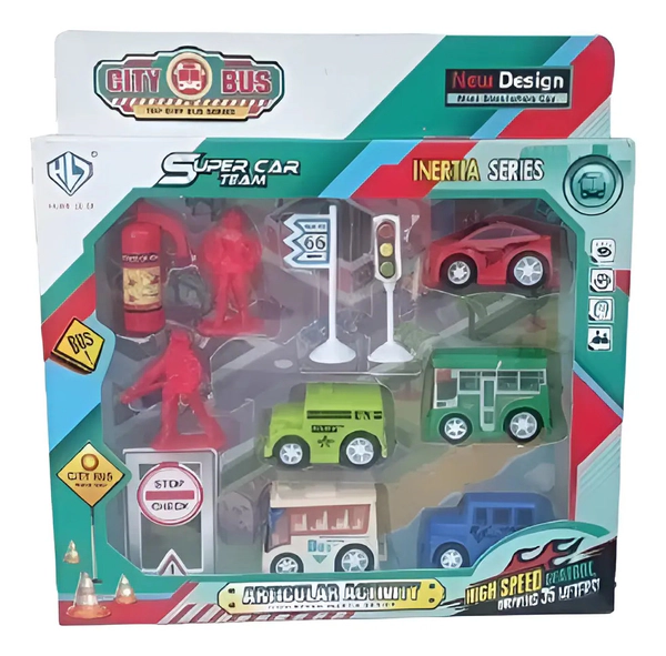 Set De Ciudad Autobus Y Ciudad Bomberos City Rescue
