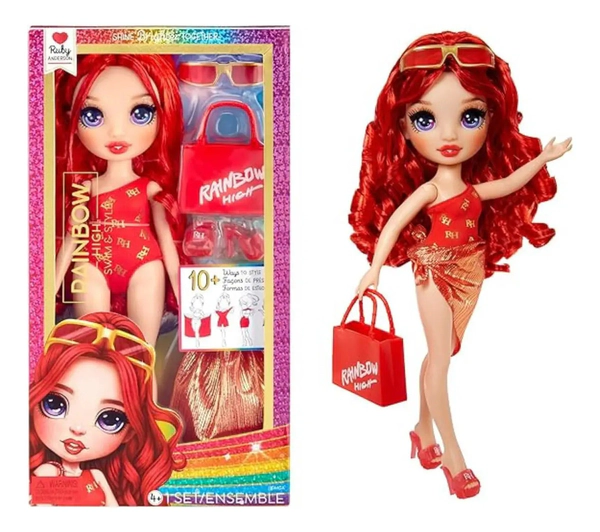 Muñeca Rainbow High Swim & Style Ruby 27cm Original