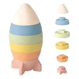 Set Cohete Apilable De Goma P/ Baño Bebes Estimulo 6 Piezas