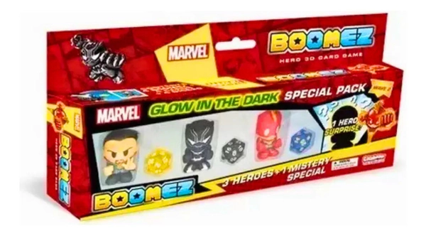 Juego Boomez Marvel Brilla En Oscuridad 4 Figuras C/ Cartas