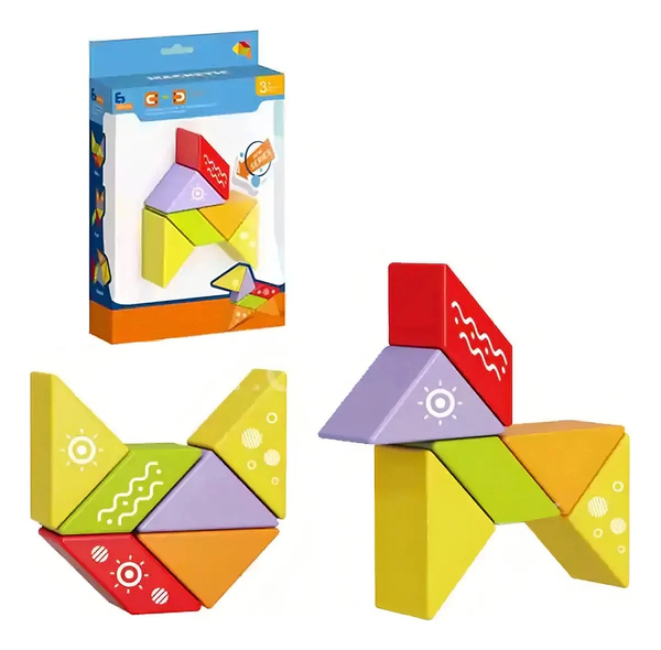 Juegos Cubos Magneticos 6 Piezas Animales Y Formas Madera