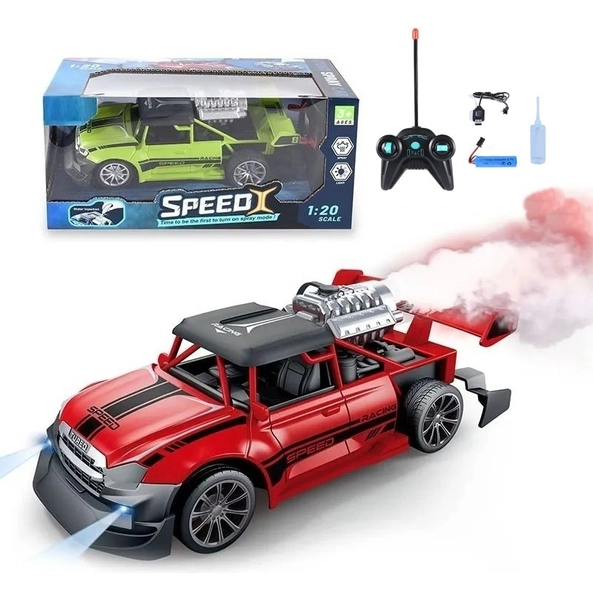 Auto Radio Control Speed Con Lanza Humo Escala 1:20 - Rojo