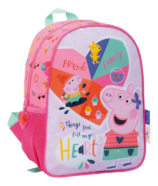 Mochila Escolar Infantil Peppa Pig 12' Corazon Espalda