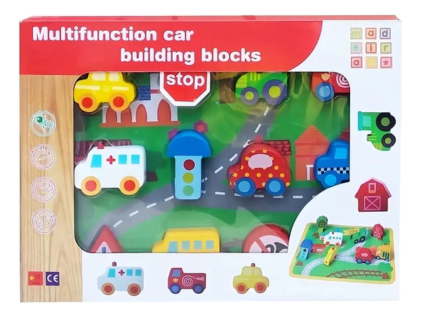 Autos De Madera Infantil Con Accesorios Didácticos Y Ciudad
