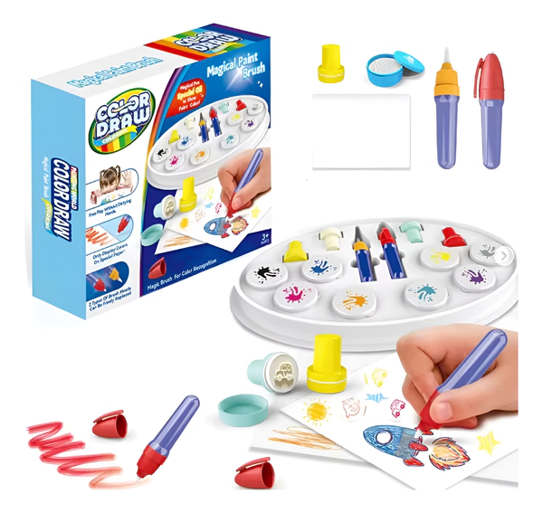 Set Color Draw Con Sellos Y Pinceles Mágicos Para Pintar
