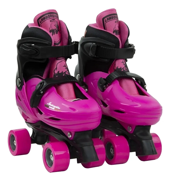 Patín 4 Ruedas Extensible C/ Set De Protección Lamborghini-FUCSIA