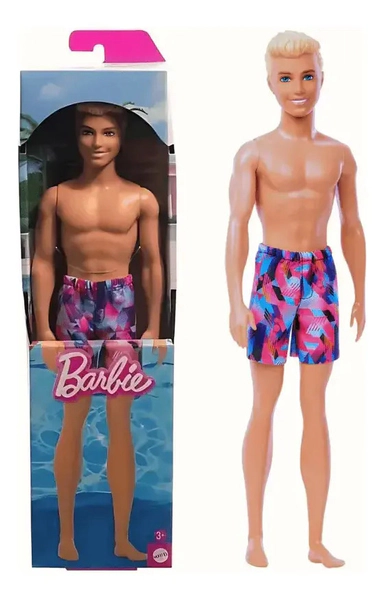 Muñeco Ken Playa Barbie Original Mattel Con Short Morado