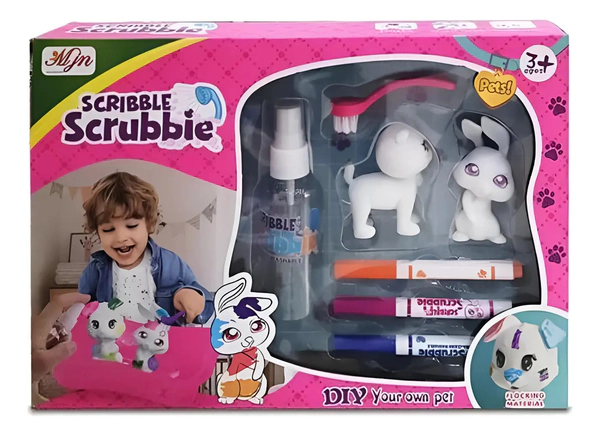 Set De Animales Para Pintar Y Lavar Gato Conejo Marcadores