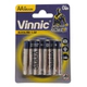 Pilas Aa Vinnic Alcalinas Blister X 4 Unidades 0% Mercurio