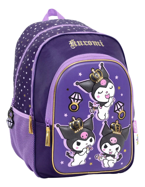Mochila Escolar Kuromi Diamantes 17 Pulgadas Espalda Wabro Negro Geométrico