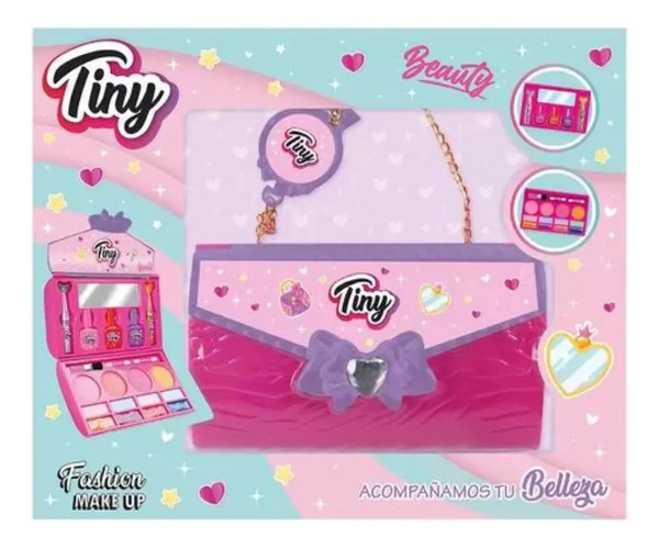 Set De Maquillaje Tiny Cartera Espejo Sombra Labial Esmalte