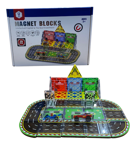 Bloques Magnéticos Formula 1 Pista De Carreras 29 Piezas 29 Pista De Autos