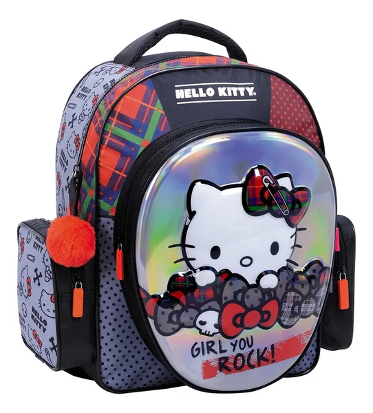 Mochila Hello Kitty Rock Escolar Diseño 3d14 Pulgadas