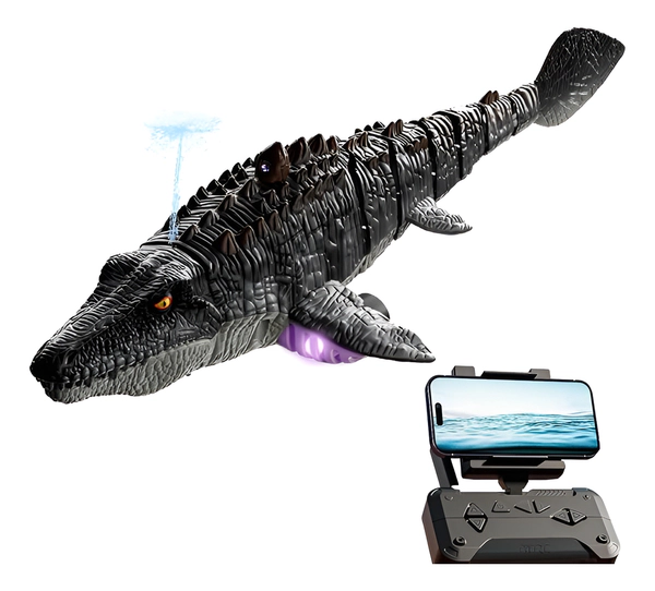 Dinosaurio Mosasaurus Radio Control Y Cámara Hd Por App Azul Mosasaurus