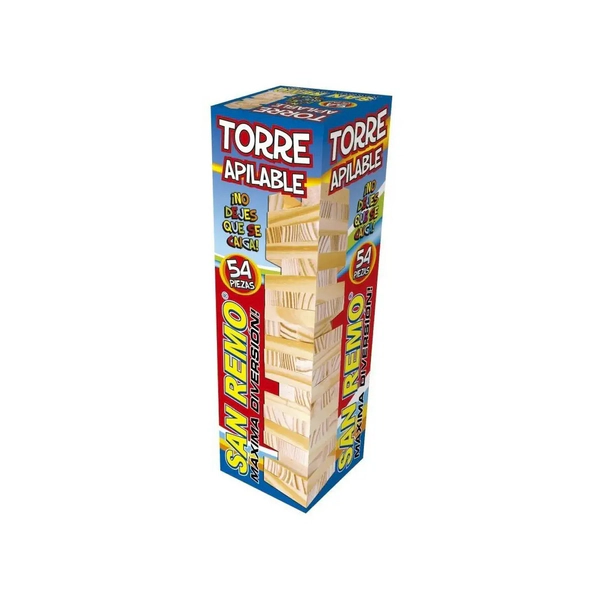 Torre Apilable De Madera 54pzas Juego De Mesa San Remo
