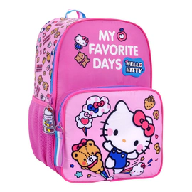 Mochila Escolar Hello Kitty Bosillo Frontal Dias Favoritos Rosa Poliéster