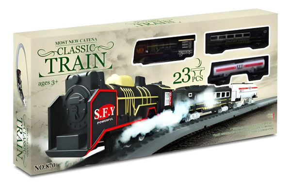 Tren A Pilas Con Vias Y Locomotora Con Dos Vagones 23piezas