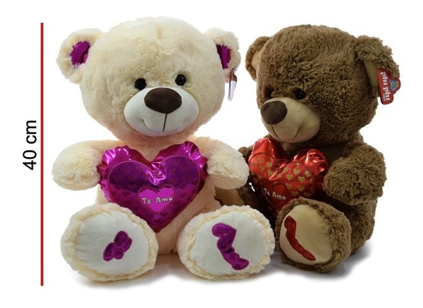 Oso De Peluche 40 Cm. Con Corazón Brilloso