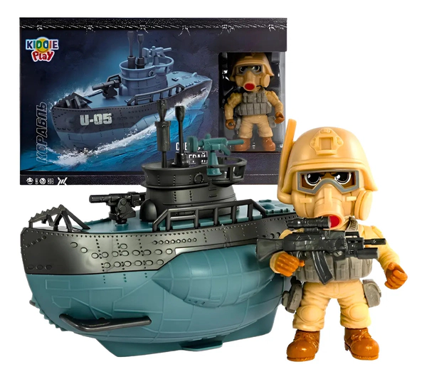 Barco Para Armar U-05 Con Muñeco Articulado Combate Militar