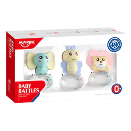 Set X3 Mordedores Y Sonajeros Con Forma De Animales Bebé